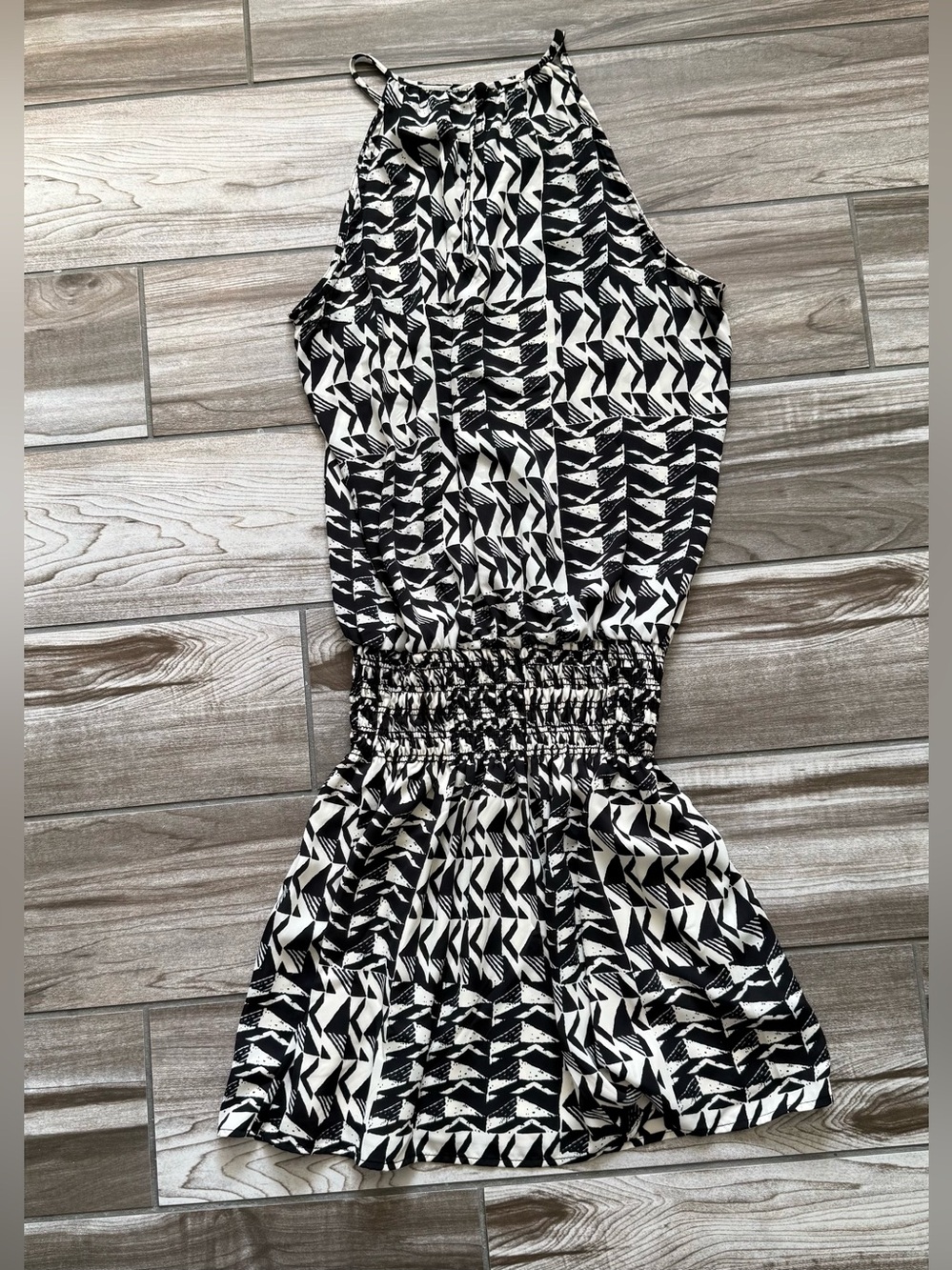Black & White Halter Waist Dress